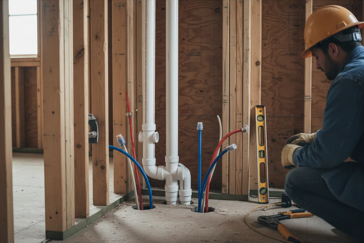 Drain and supply rough-in during Toilet Repair and Installation in Melrose